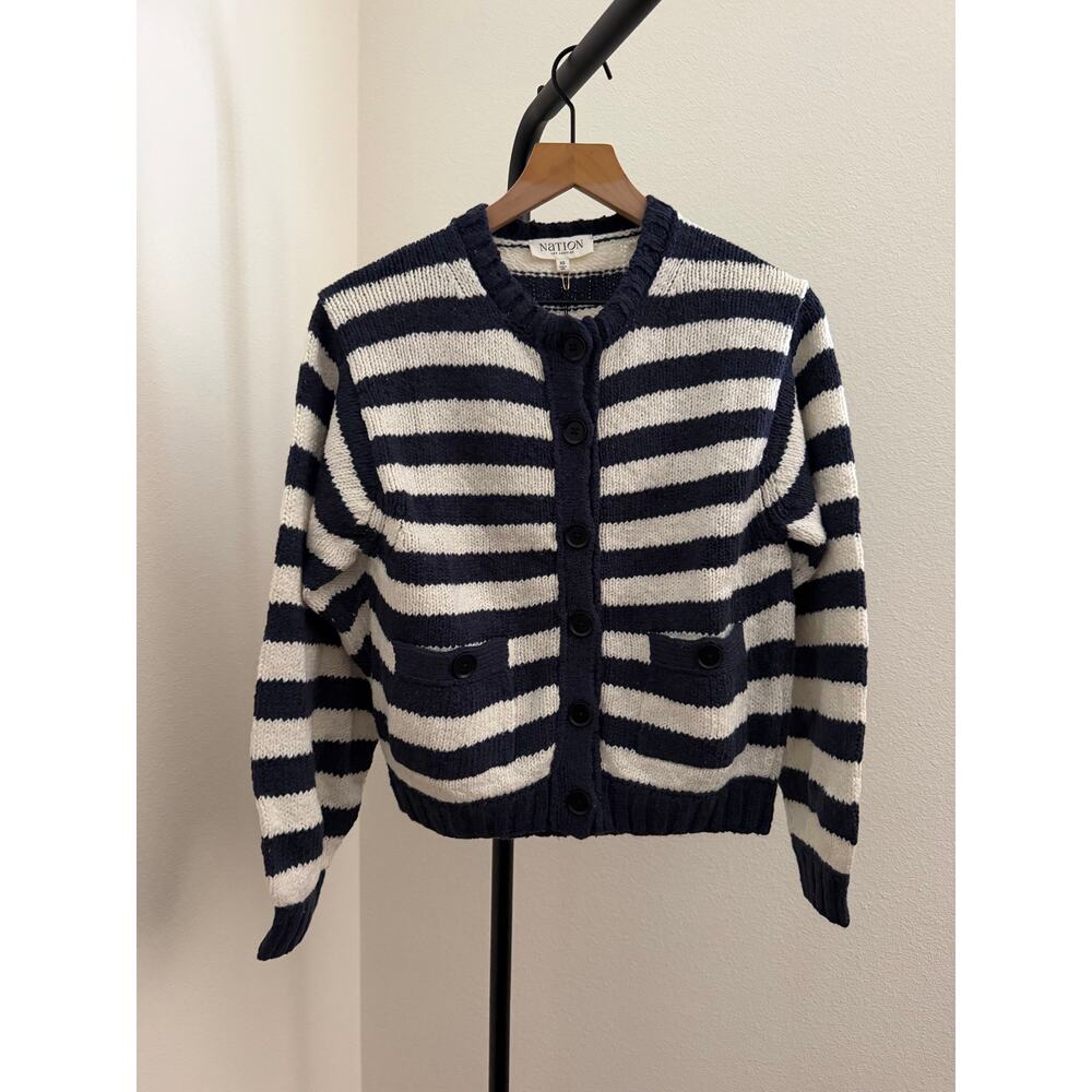 New Nation La Tessa blue & white cardigan sz XS - Picture 4 of 6